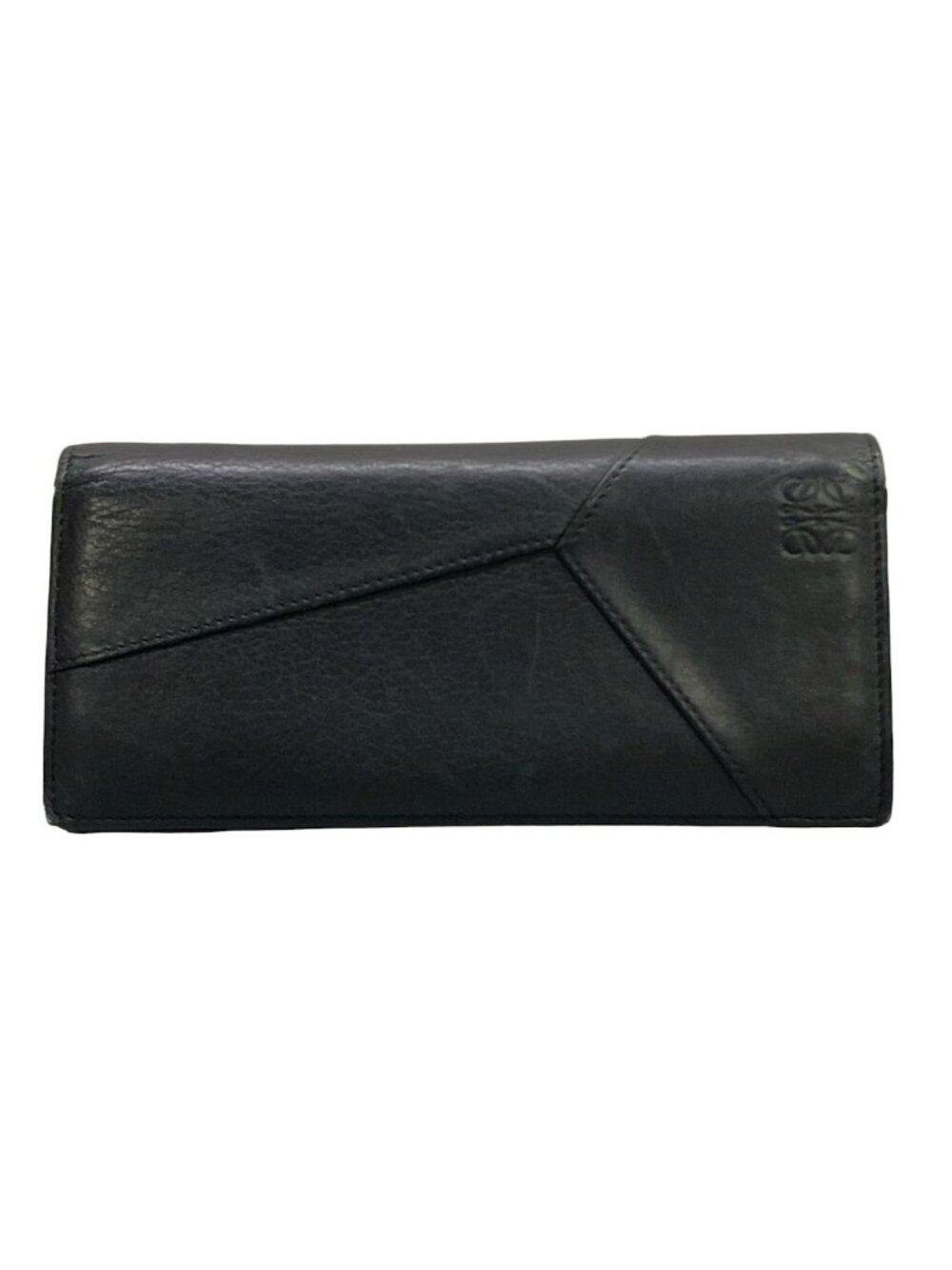 Loewe Wallet Puzzle Long Horizontal 107.55 Black Repeat Anagram Leather